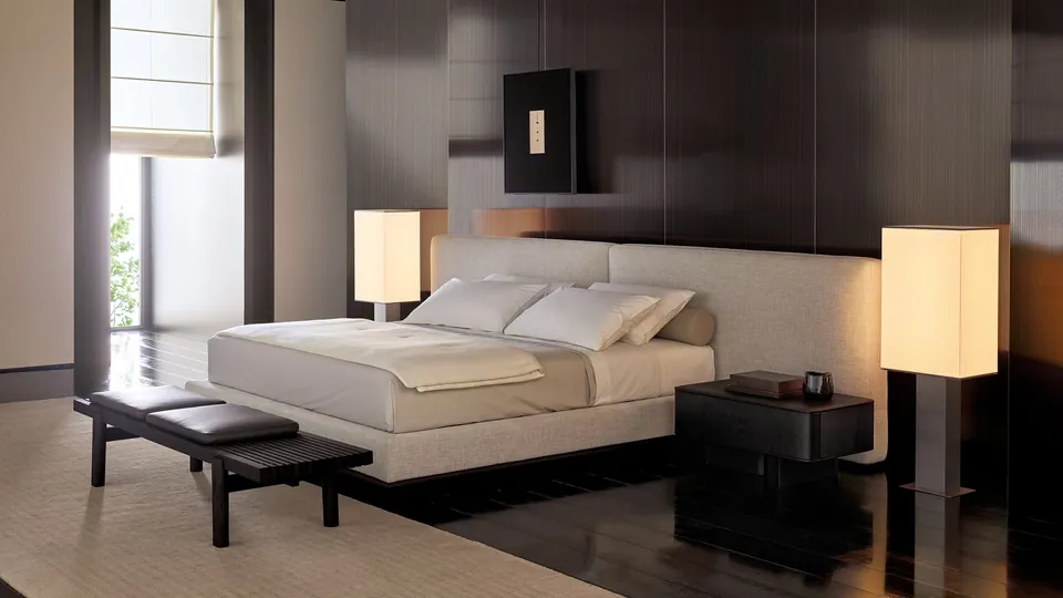 Poliform Brera, horizontal lines in two rooms