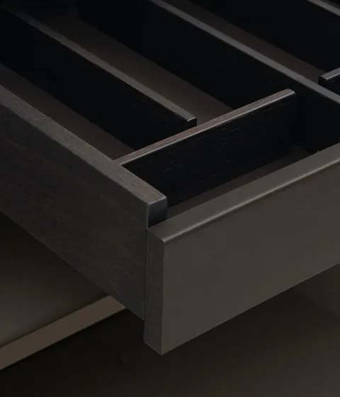 Poliform Free sideboard with gloss and matt blocks, catalog photograph