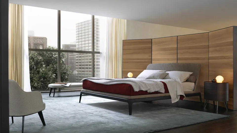Poliform Kelly a bed on a slender wooden base, photograph 4