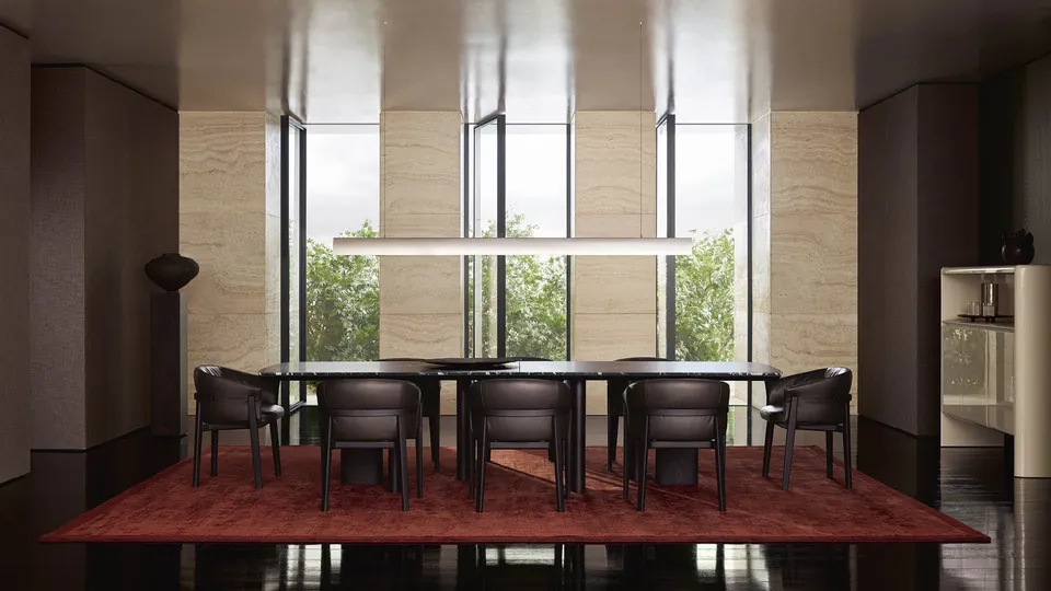 Poliform Leopold chairs at a dining table, Poliform chairs